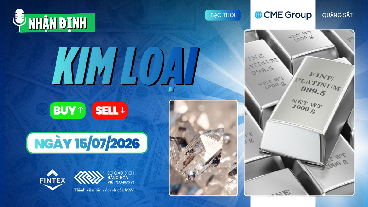 Nhận định thị trường kim loại ngày 15/07/2026 – Kim loại quý phục hồi sau CPI Mỹ, bạc tiếp tục dẫn dắt dòng tiền, đồng COMEX tích lũy.