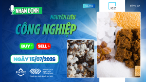 Nhận định thị trường nguyên liệu công nghiệp ngày 15/07/2026 – Cà phê tích lũy, ca cao điều chỉnh và đường chịu áp lực nguồn cung.