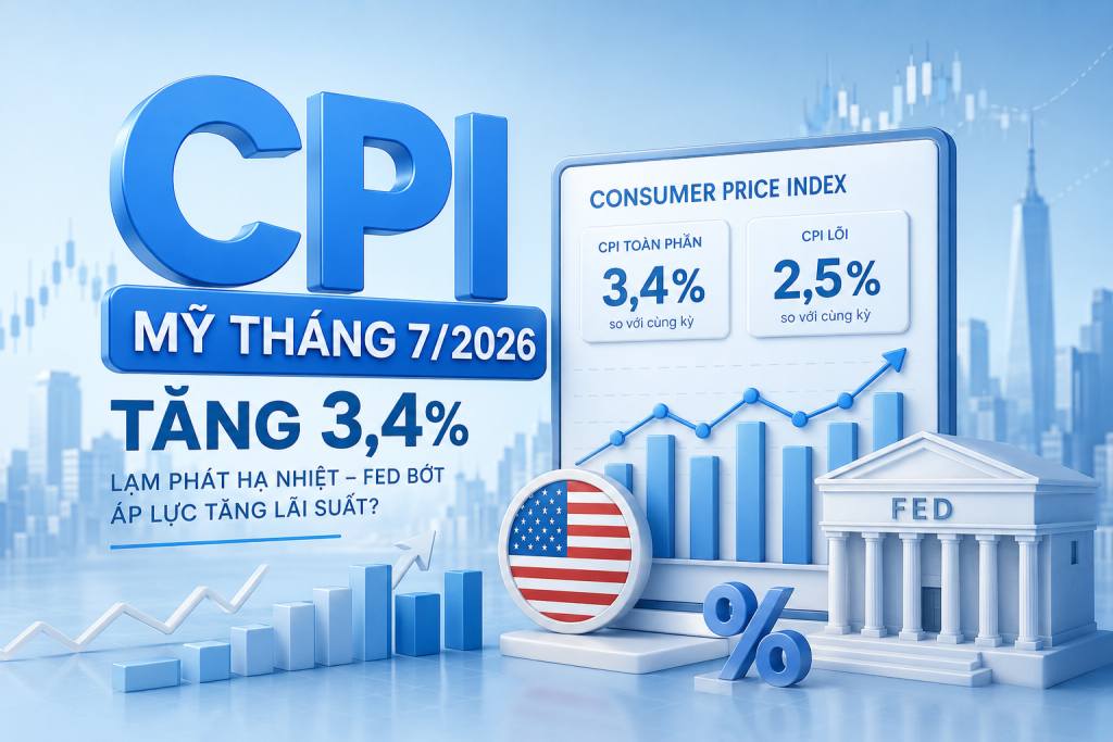CPI Mỹ tháng 7/2026 tăng 3,4% và CPI lõi tăng 2,5%