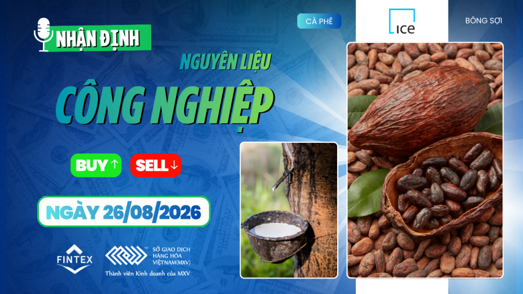 Nhận định thị trường nguyên liệu công nghiệp ngày 26/08/2026 – Cà phê, ca cao, đường và bông