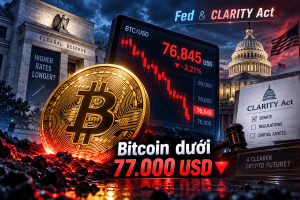 Giá Bitcoin hôm nay 14/09/2026 quanh 76.633 USD trước quyết định của Fed và CLARITY Act